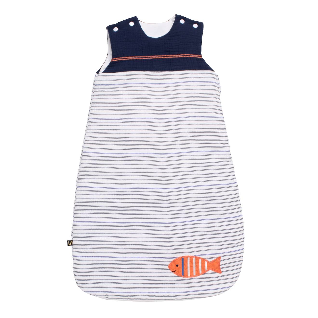 Gigoteuse Bébé Hiver En Double Gaze De Coton Marinière - Baby Sailor Blanc/bleu