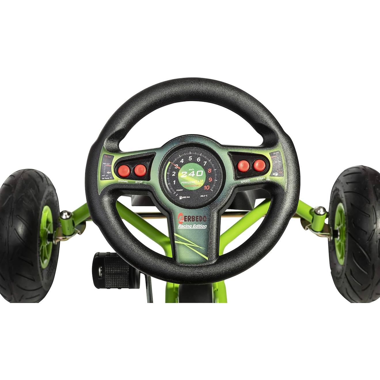 Goart/kart Avec Volant Sonore Et Pneus À Air Noir Et Vert