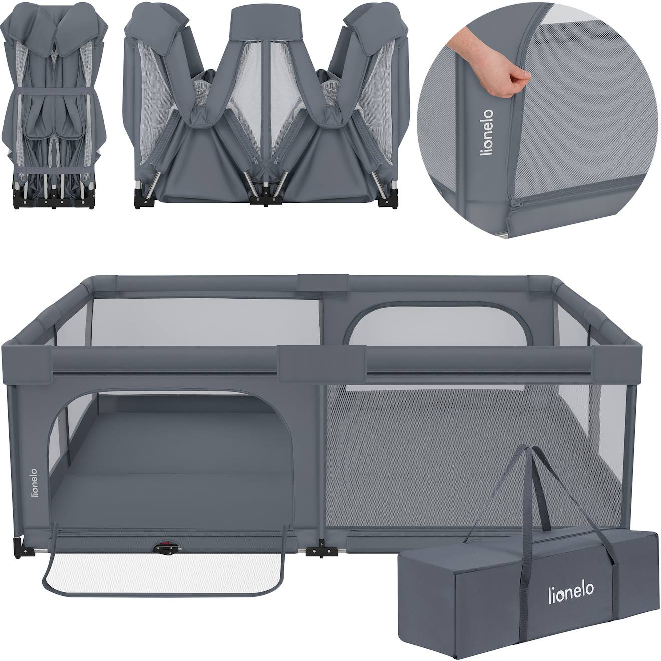 Grand Parc Bébé Florence Xl Easy Fold 180 X 200 Cm Avec Pliage Rapide Et Sac De Transport Grey Stone