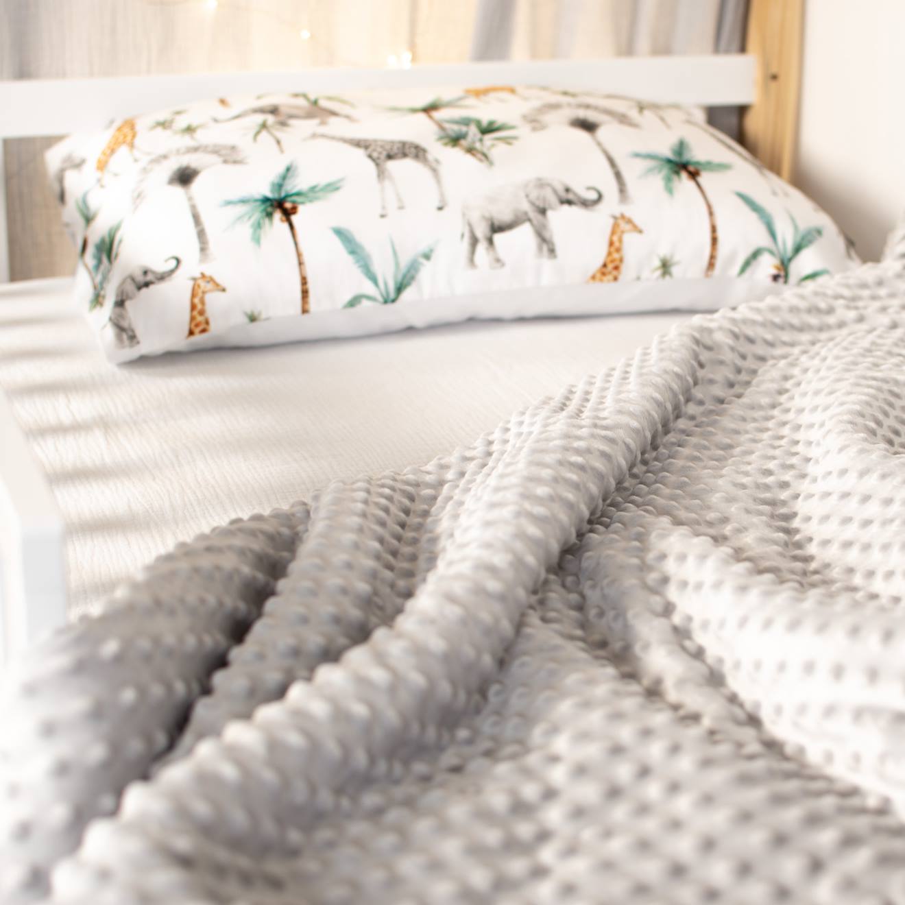 Grand Plaid Couverture Réversible En Minky Safari Gris