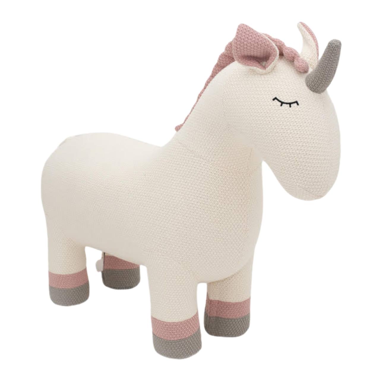 Grande Peluche Siège D’appoint Licorne White And Pink