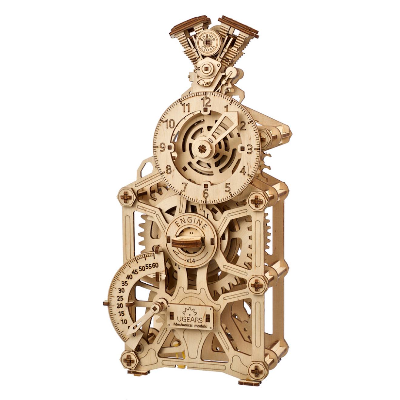 Horloge À Moteur – Maquette En Bois Mécanique À Construire, Style Automobile Brown