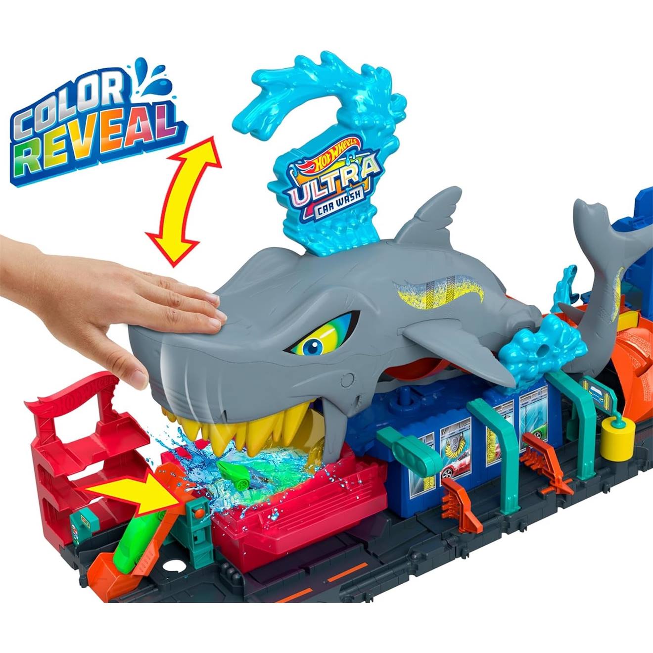 Hot Wheels City-station De Lavage Requin Coffret Voiture Multicolore