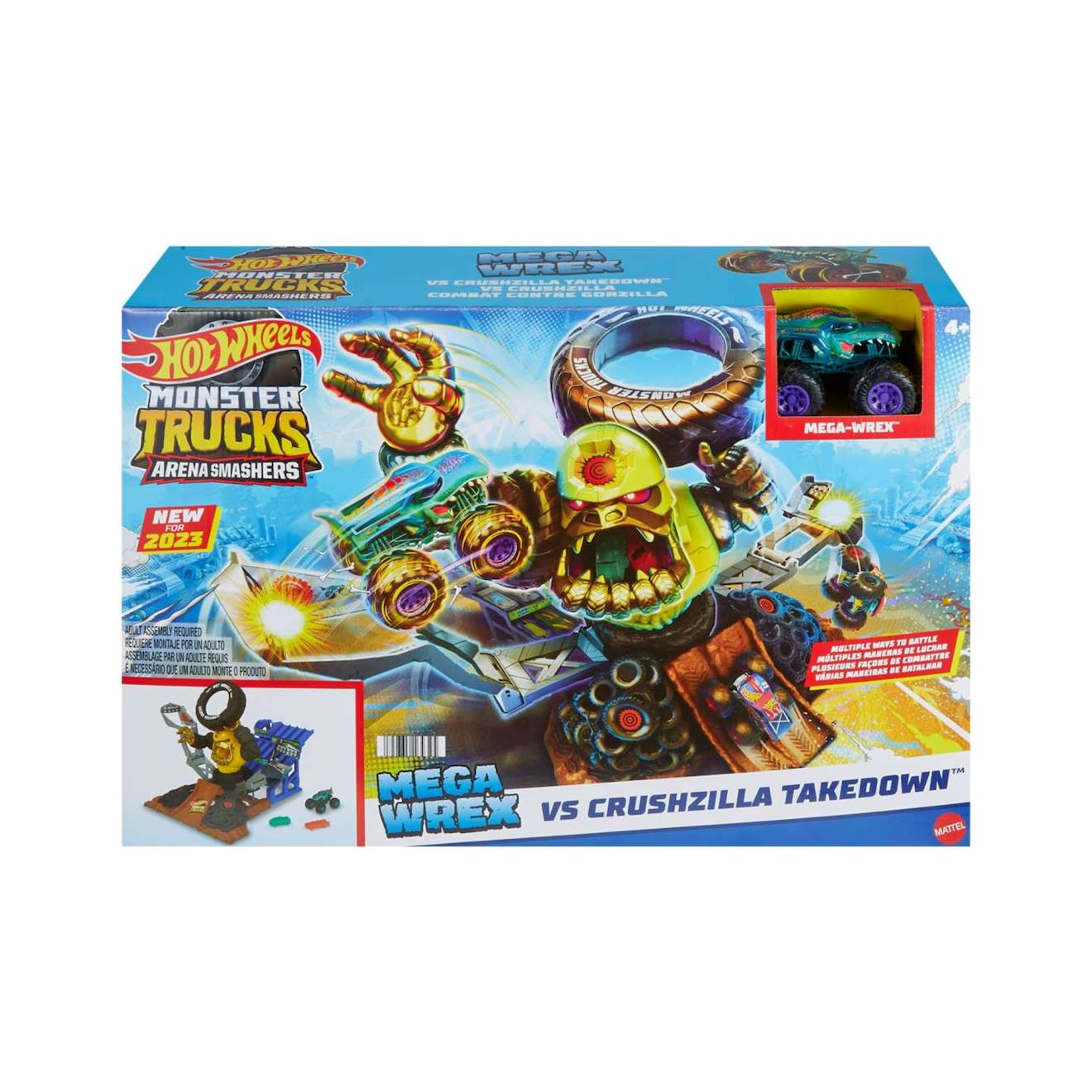 Hot Wheels Set De Jeu Monster Trucks Arena Smashers Mega-wrex Vs. Crushzilla Takedown Multicolore