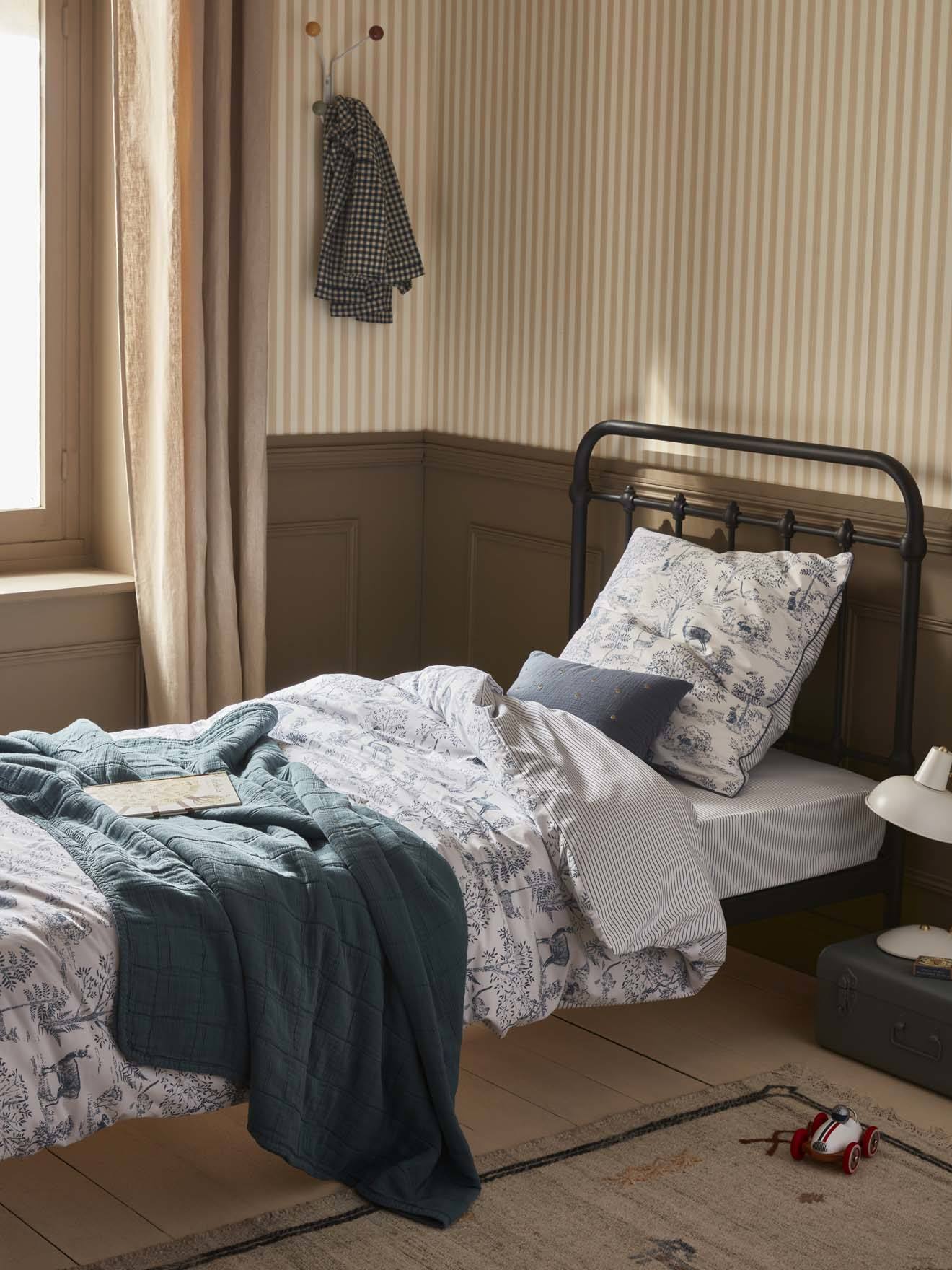 Housse De Couette Coton esprit Petit Jouy Jouy Bleu