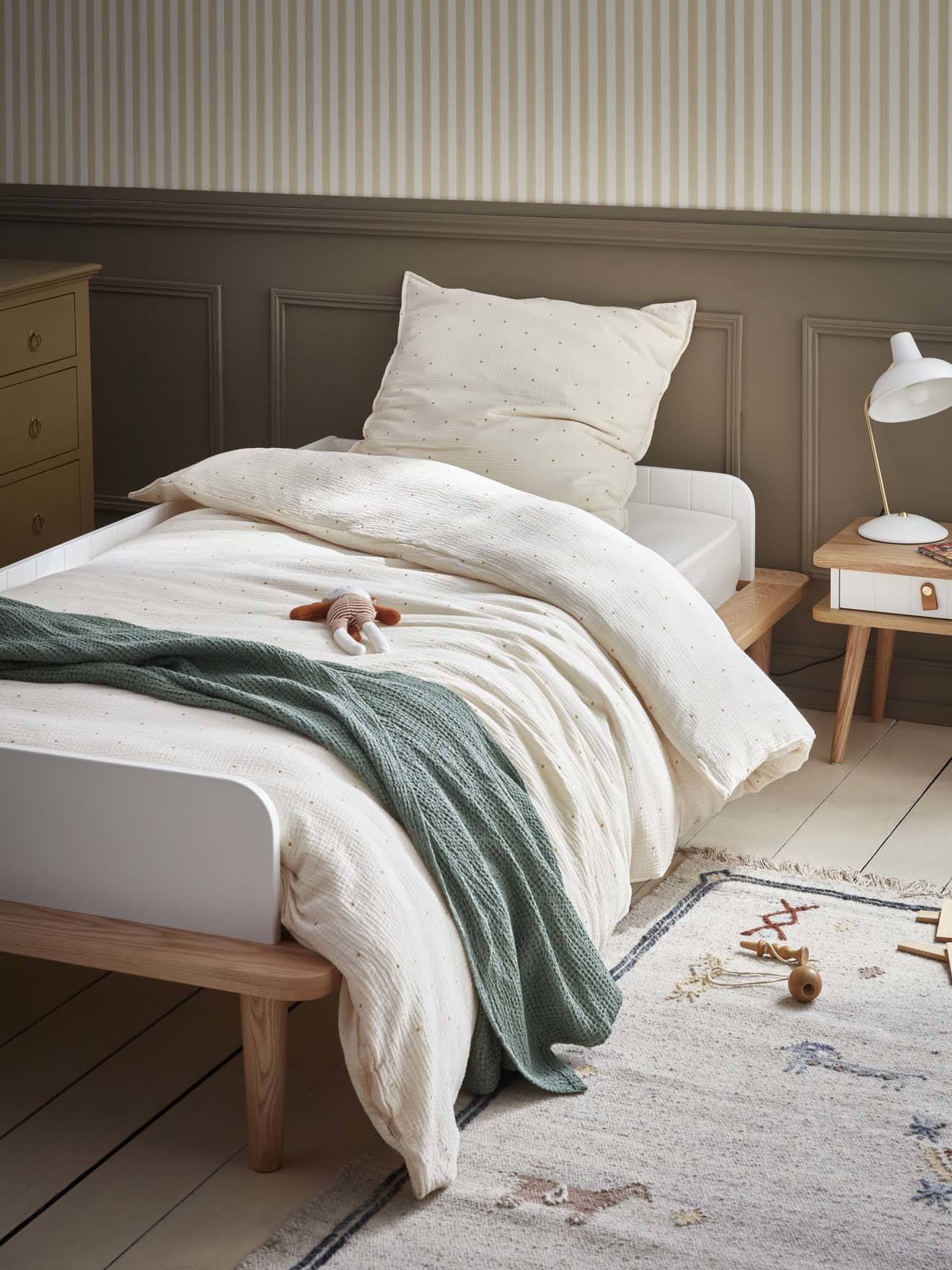 Housse De Couette Gaze De Coton gaufrée Blanc Doux