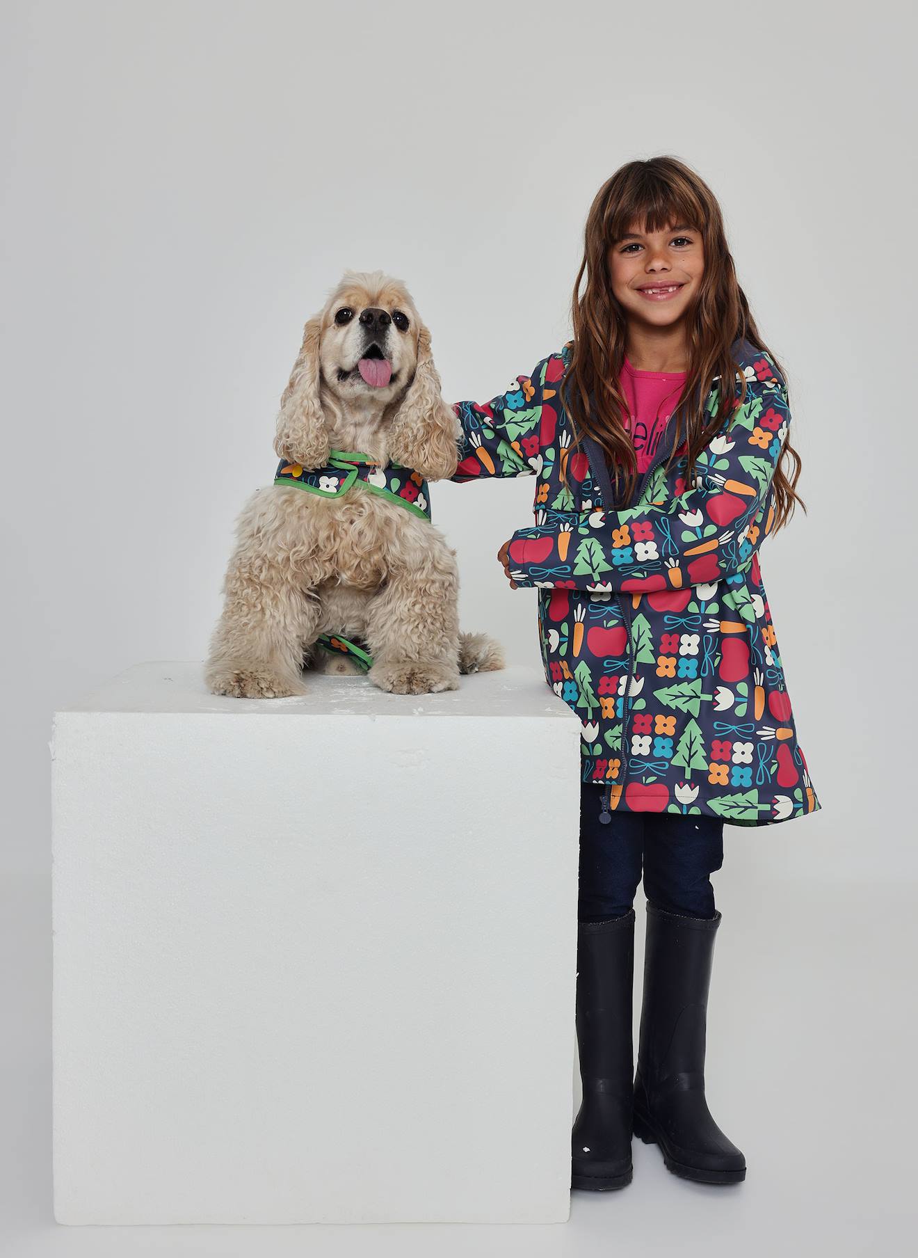 Imperméable Fille Imprimé Nature Avec Capuche Multicolore