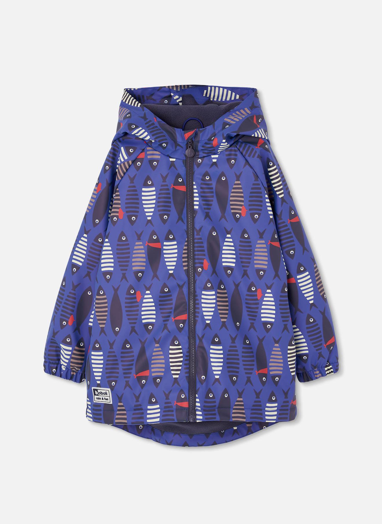 Imperméable Imprimé Poissons À Capuche Multicolore