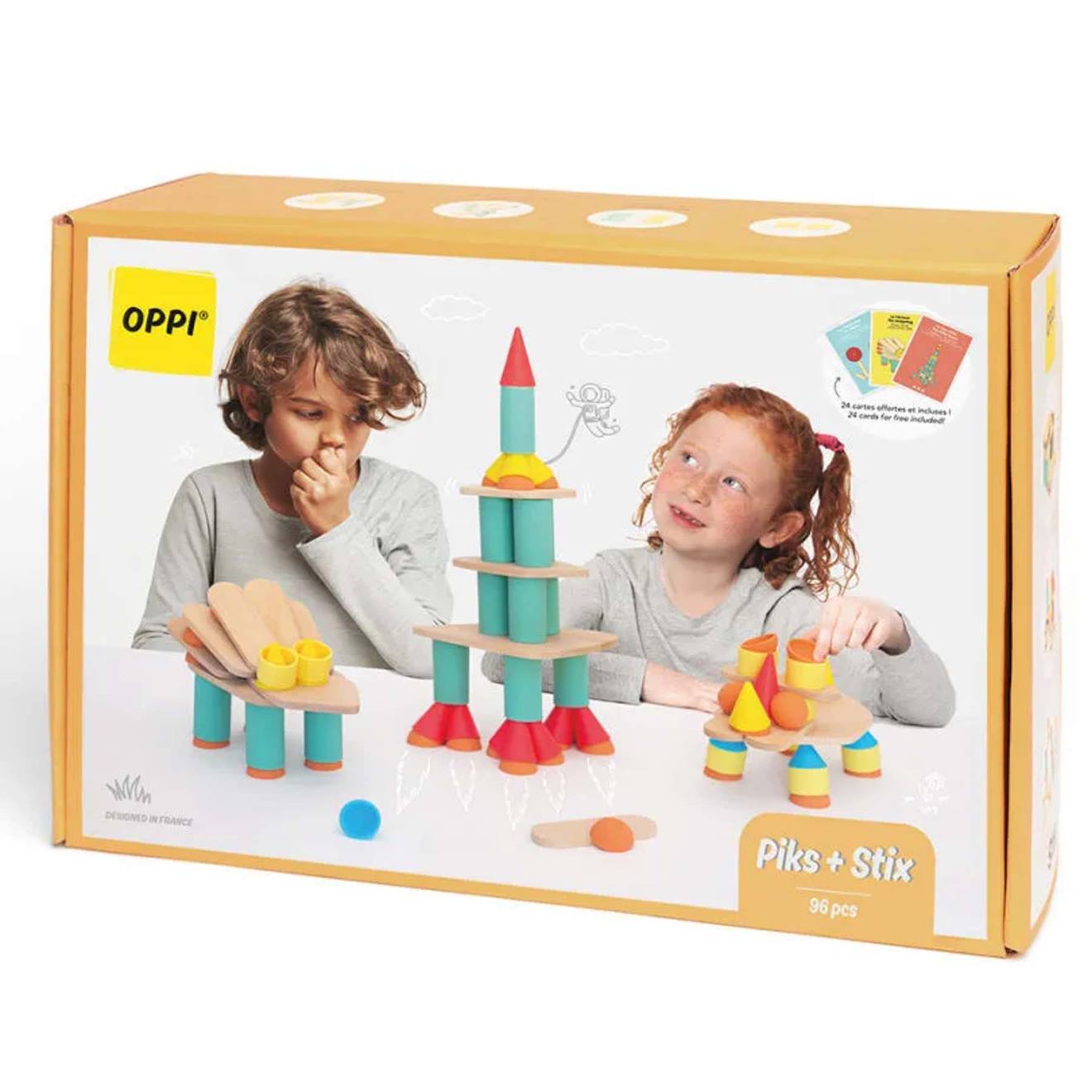 Jeu De Construction Et D'équilibre Piks + Stix 96 Pièces Vert