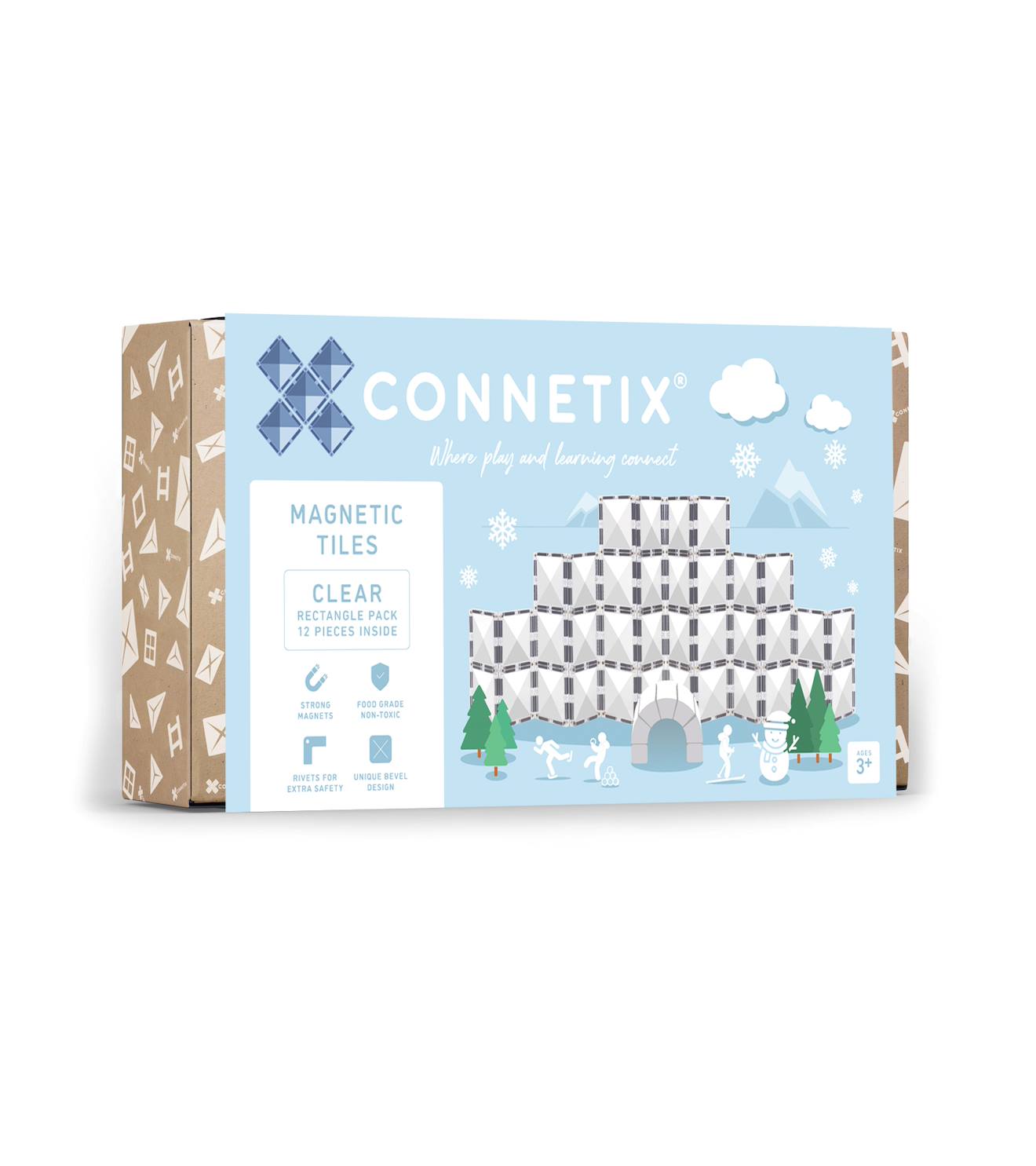 Jeu De Construction Magnétique Clair Paquet Rectangle, 12 Pièces Transparent
