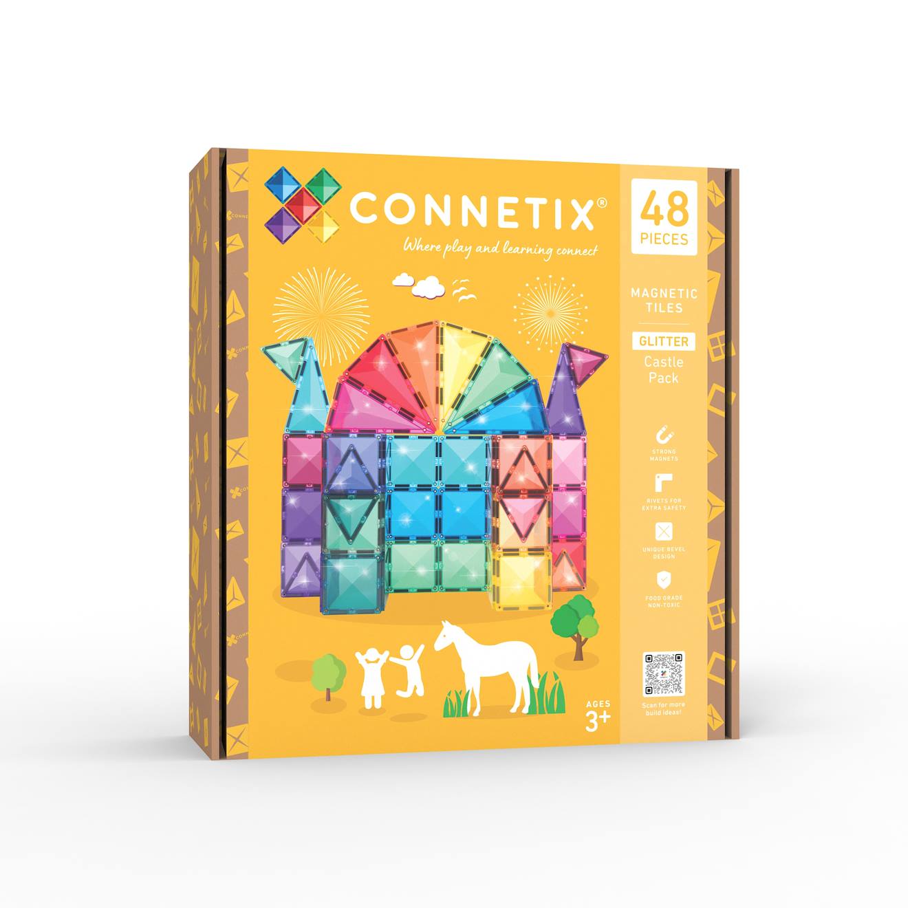 Jeu De Construction Magnétique Pack Château Pailleté, 48 Pièces Multicolore