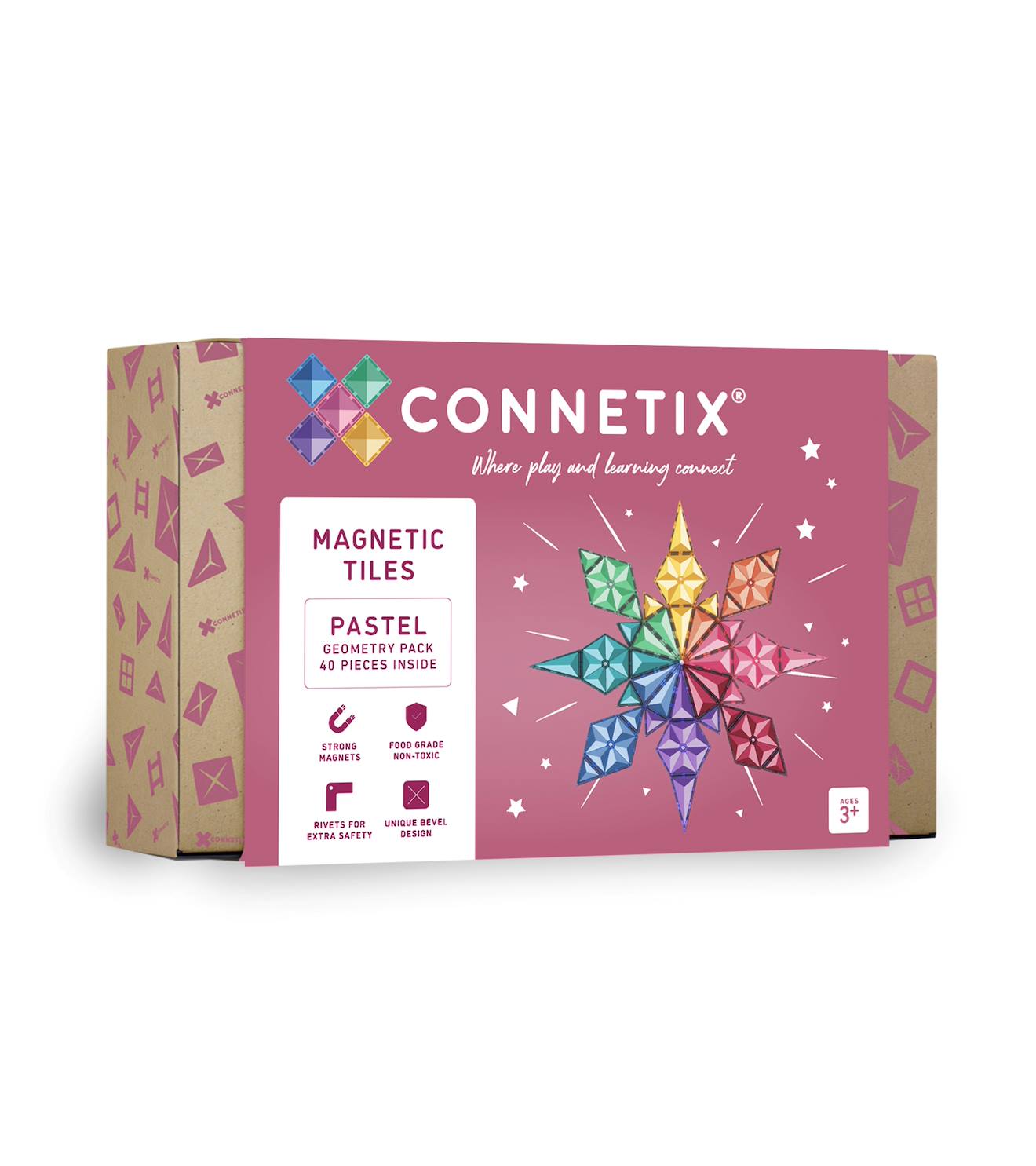 Jeu De Construction Magnétique Pastel Pack Géométrique, 40 Pièces Pastel