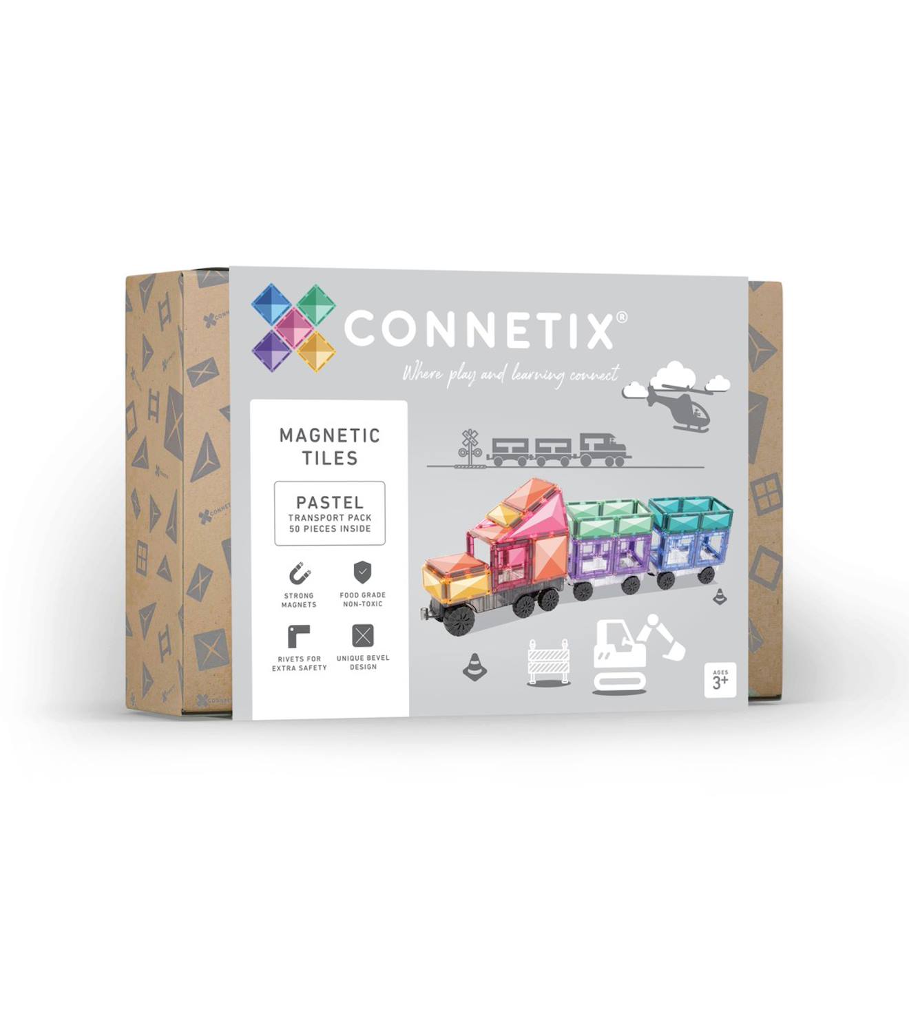 Jeu De Construction Magnétique Pastel Paquet De Transport, 50 Pièces Pastel