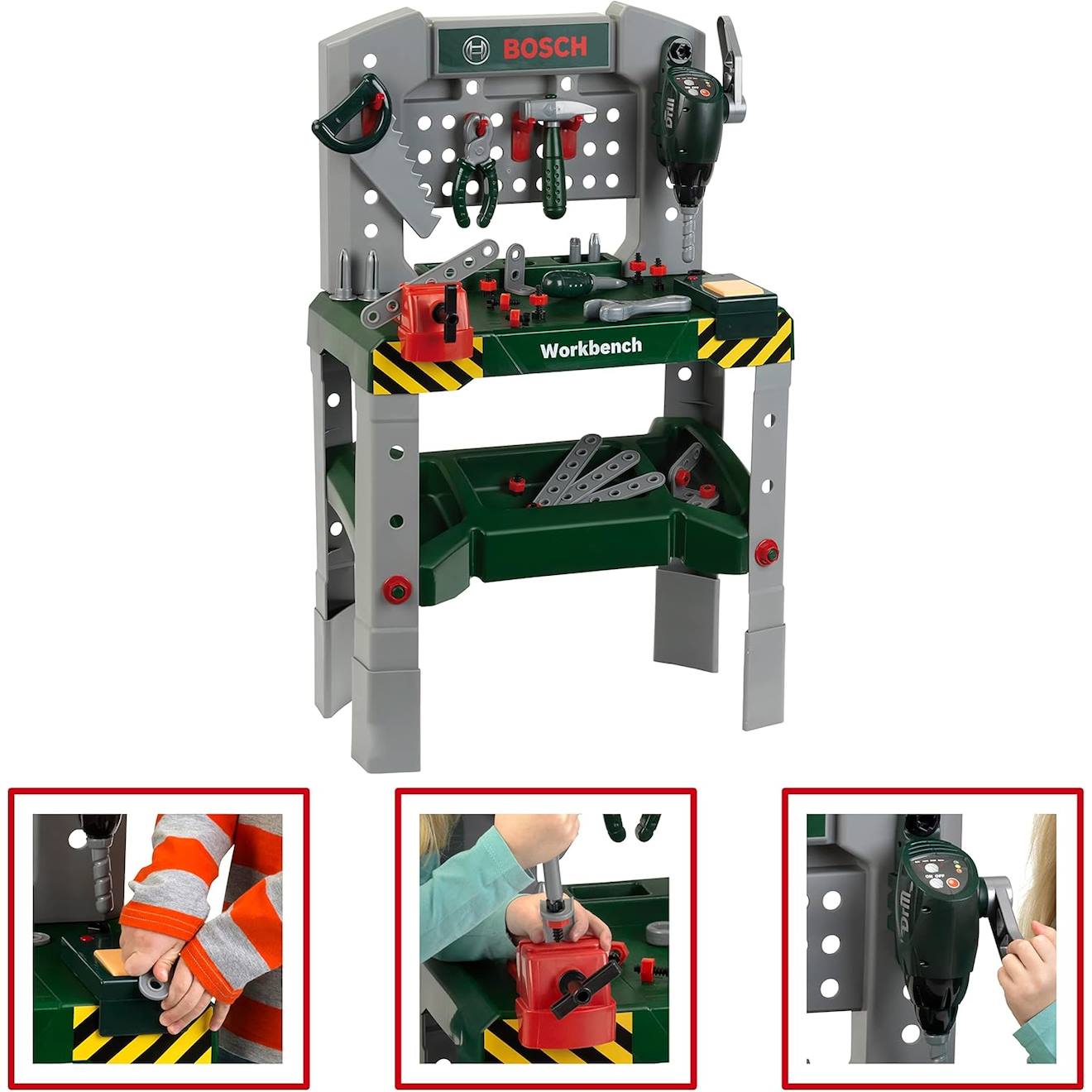 Jeu D'imitation - Etabli Sonore Avec Perceuse À Colonne Et Accessoires - Bosch Hauteur Adjustable Multicolore