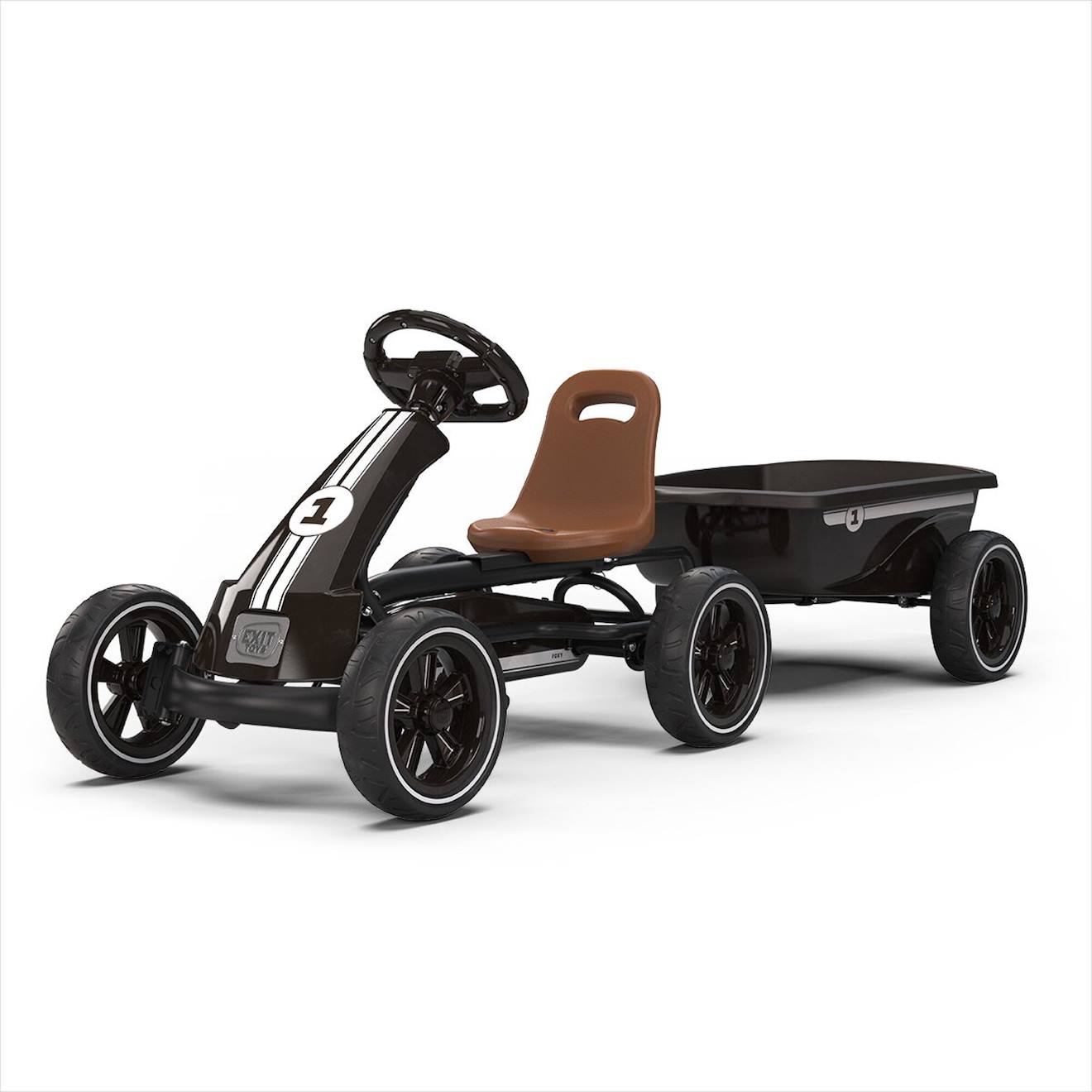 Kart Enfant À Pédales Avec Remorque - De 2 À 5 Ans - Jeu Exterieur Noir
