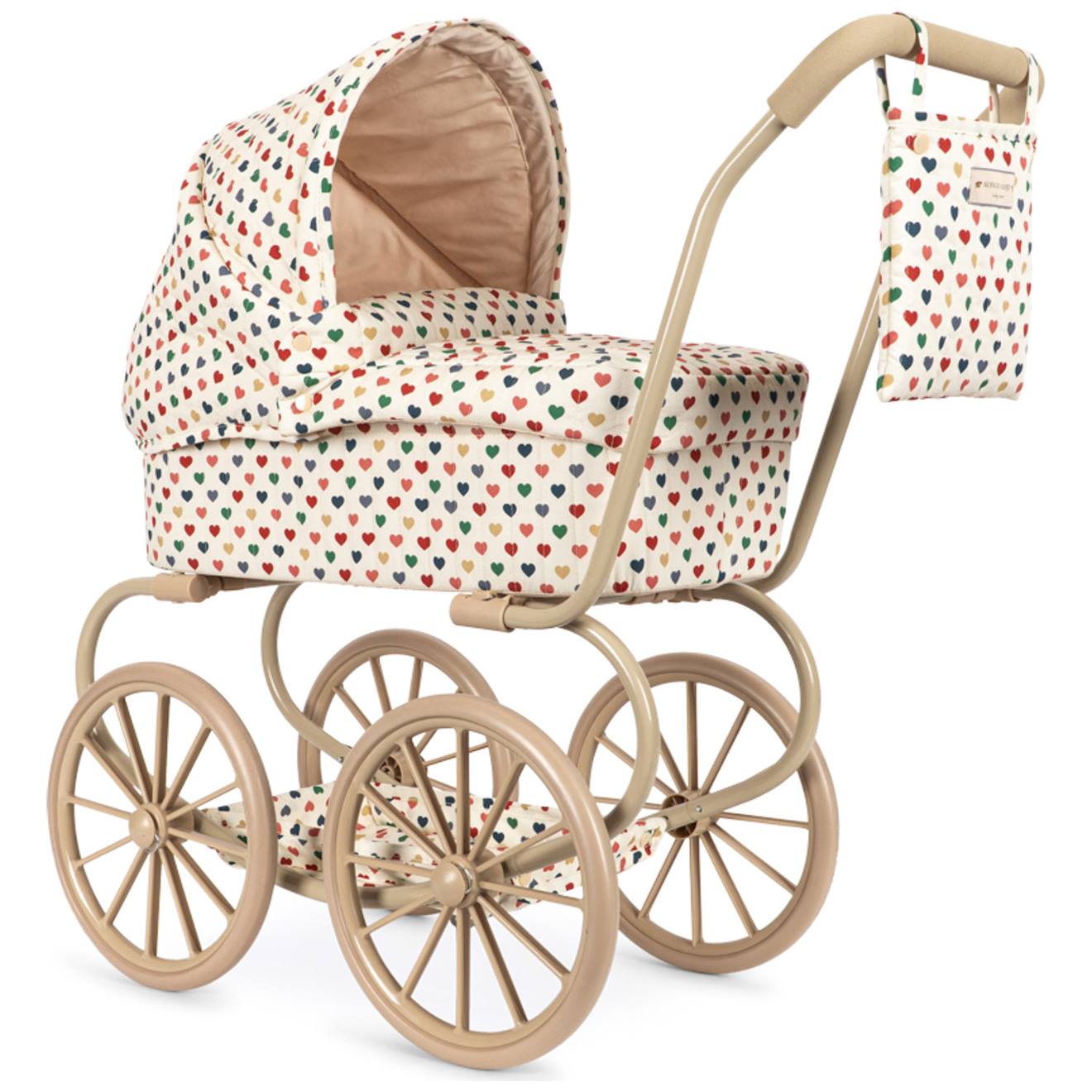 Landau Pour Poupée Cœur Coloré Rouge, Beige, Vert