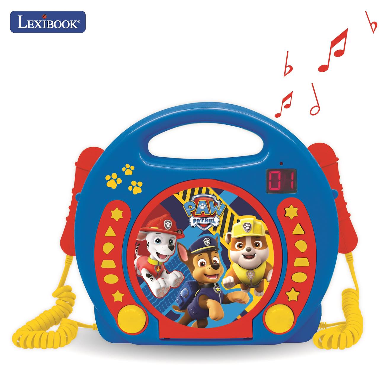 Lecteur Cd Portable Avec 2 Microphones Pat Patrouille Bleu