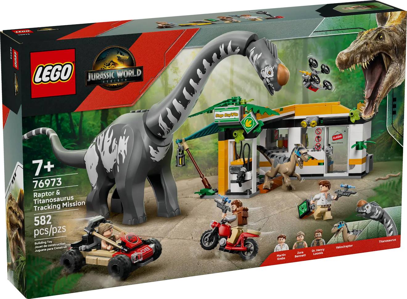 Lego Jurassic World - La Poursuite Du Vélociraptor Et Du Titanosaure - 76973 Multicolore