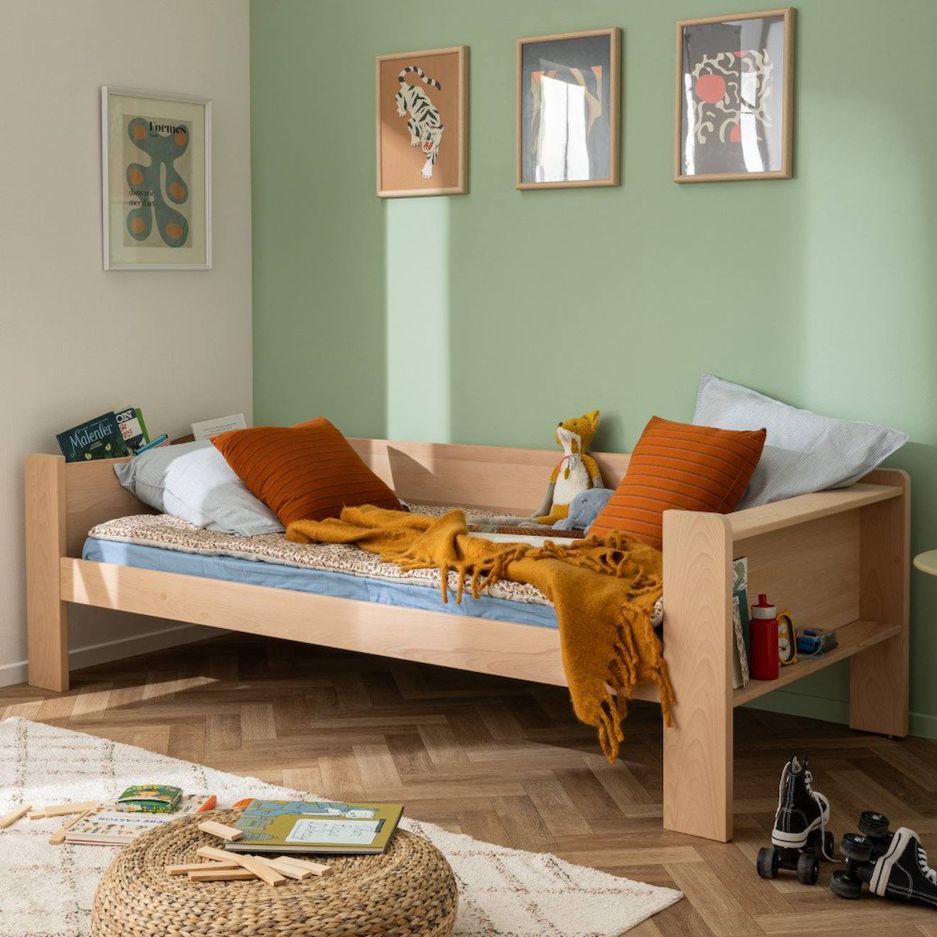 Lit Banquette Bois Massif Hêtre Naturel Arsène Bois Naturel