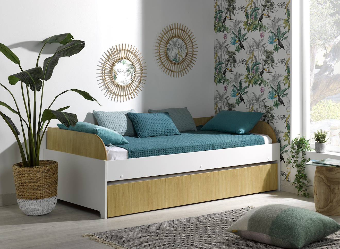 Lit Banquette Gigogne Opus Blanc Et Bois