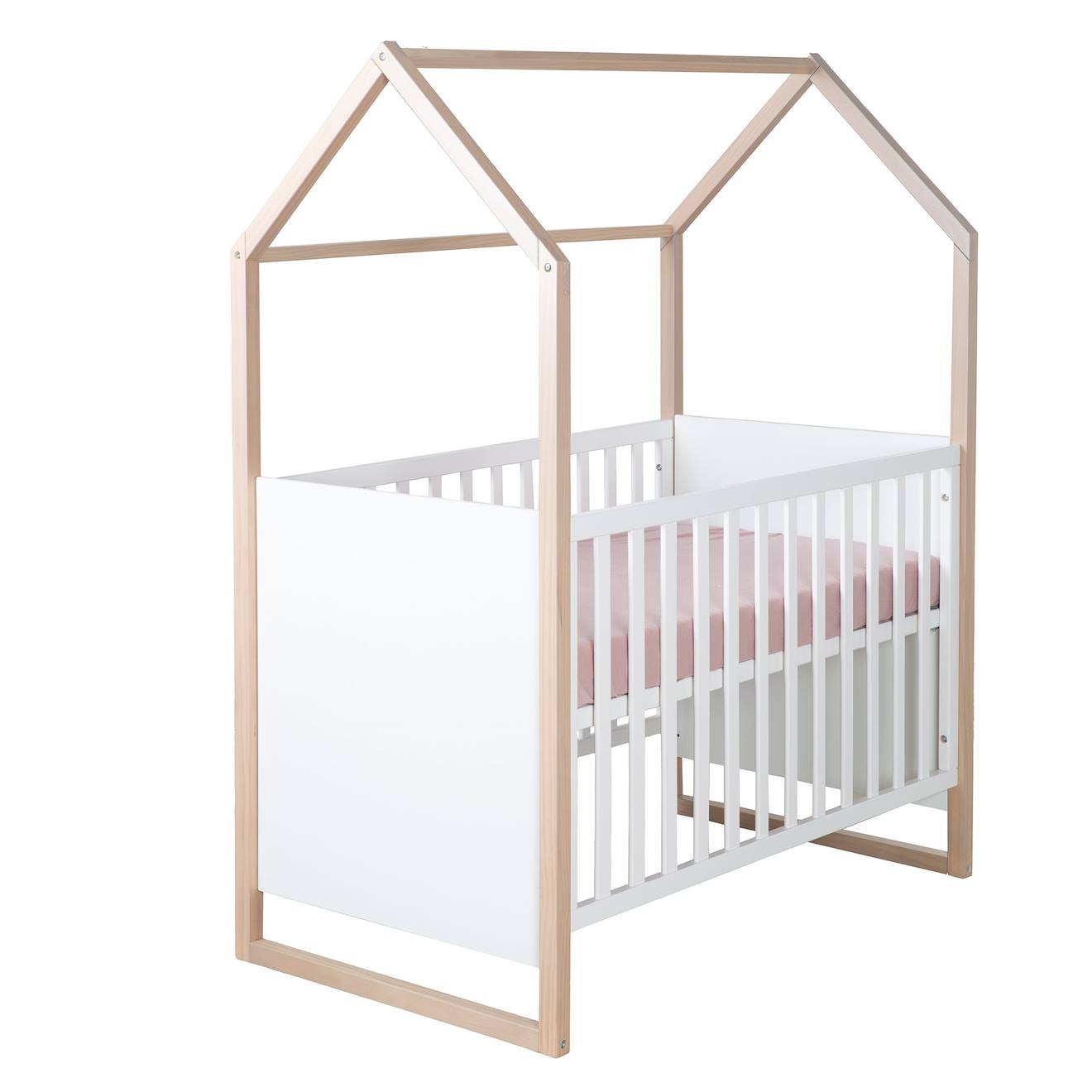 Lit Bébé 2en1 Cododo Et Lit Indépendant Cabane Blanc - Chêne