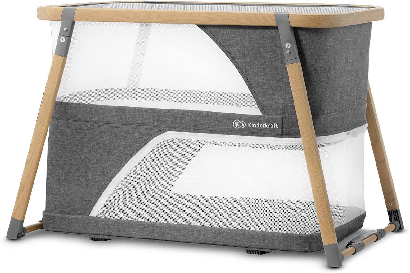 Lit Bébé 4 En 1 Sofi Avec Fonction Berceau, Matelas Inclus, Pliage En 5 Secondes Et Sac De Transport Gris