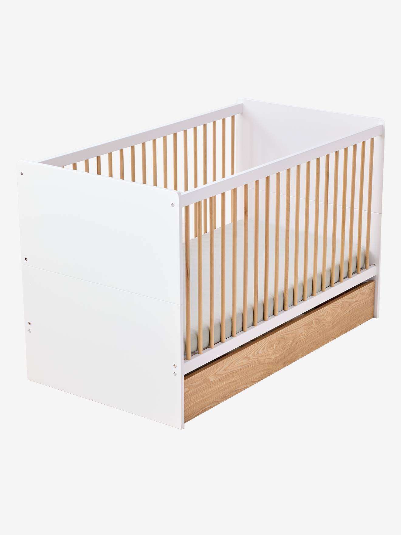 Lit bébé évolutif avec tiroir 70x140cm blanc