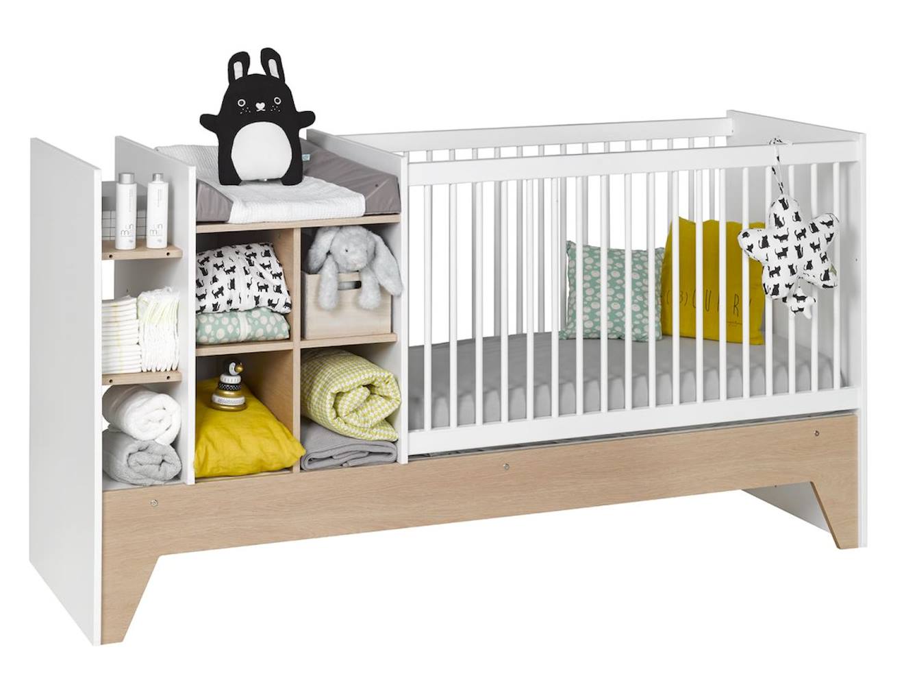Lit Bébé Évolutif Combiné Ecrin Blanc & Bois