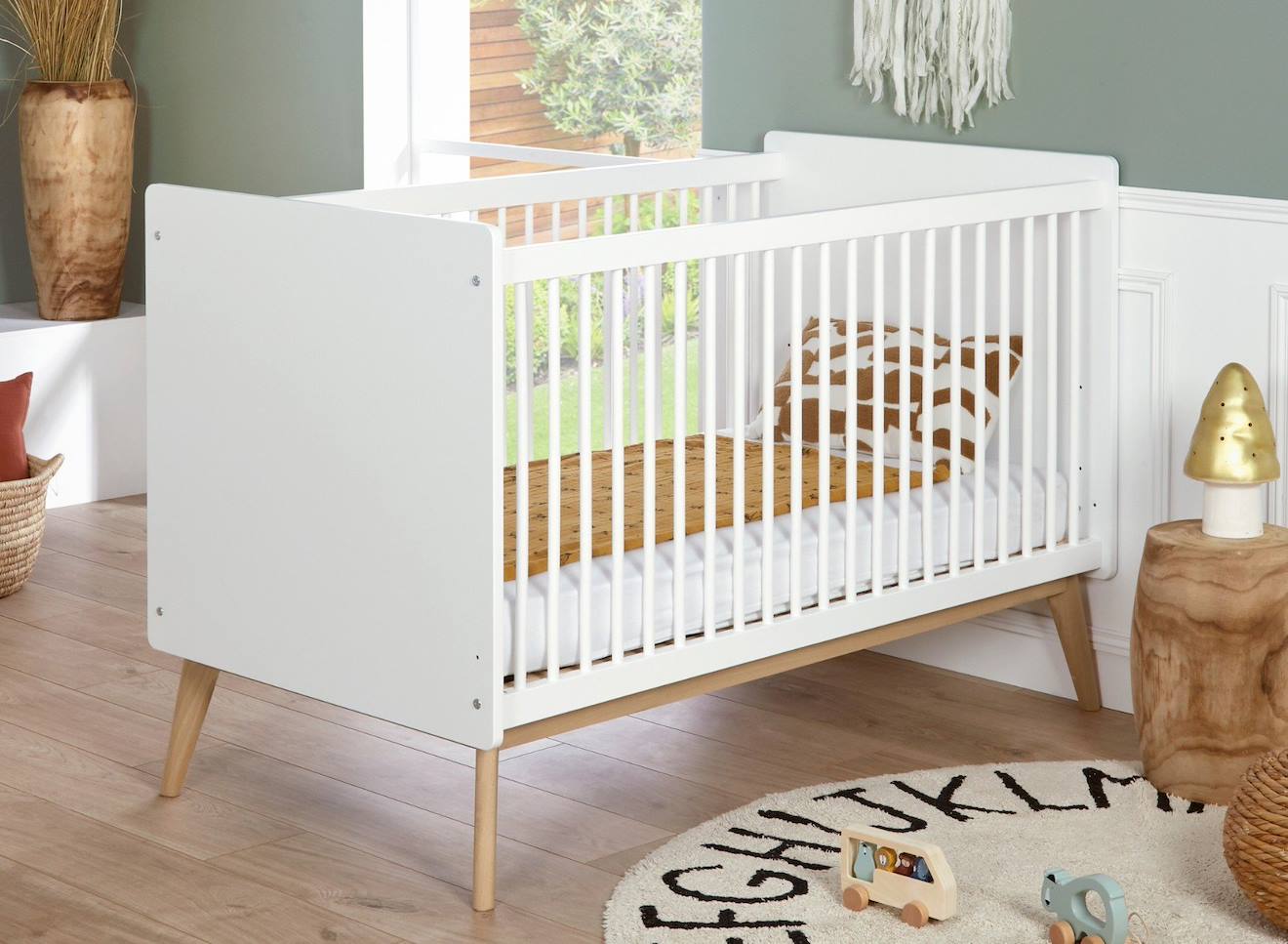Lit Bébé Évolutif Gaïa Blanc & Chêne
