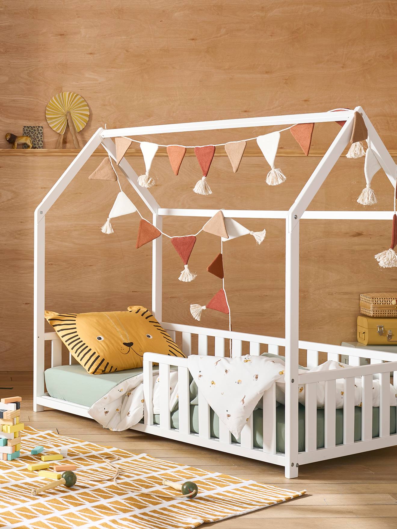 Lit cabane enfant 70x140 cm blanc