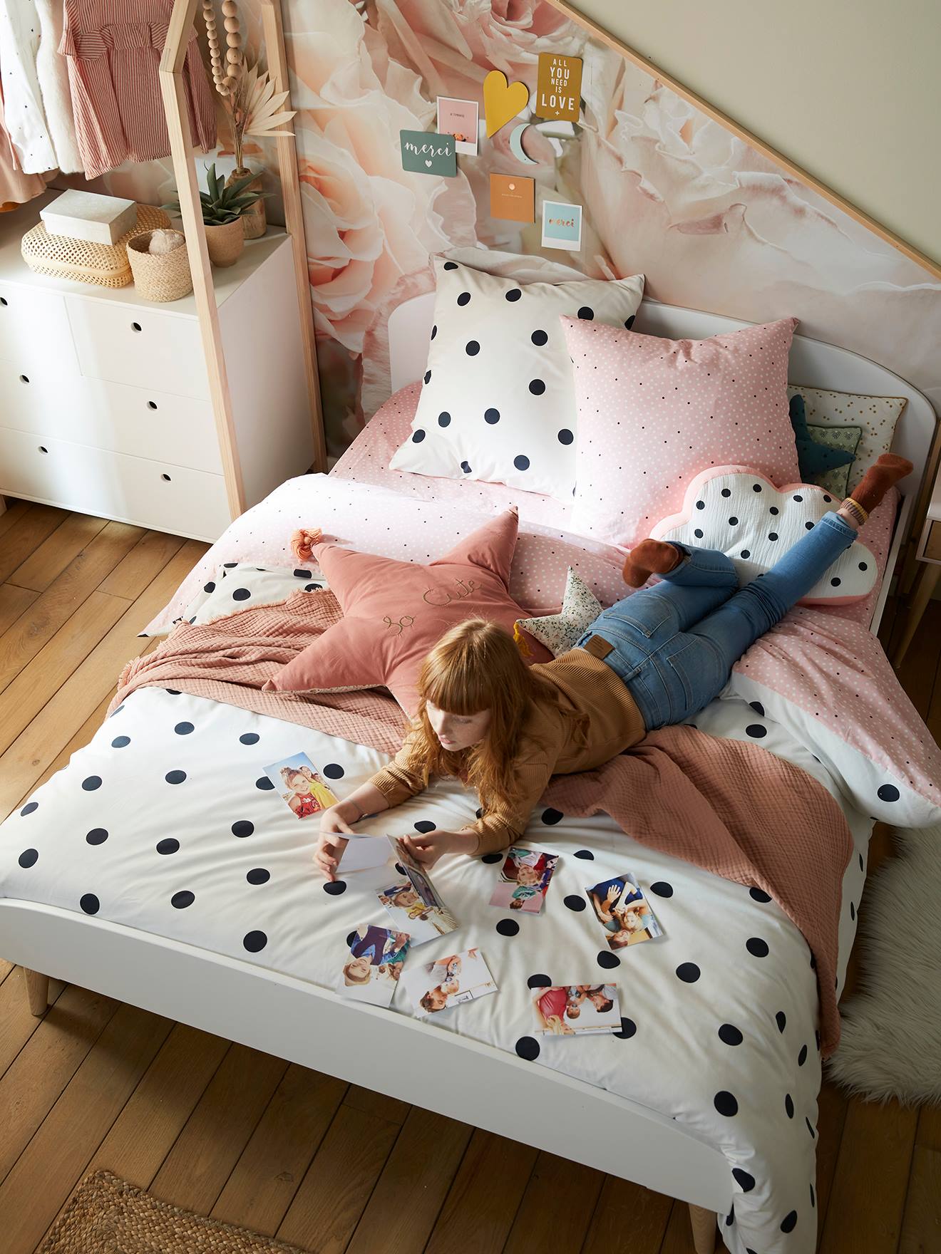 Lit double enfant LIGNE CONFETTI blanc