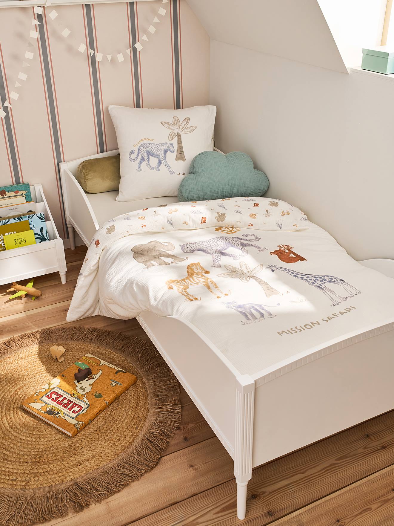 Lit enfant 90x200 cm avec moulure Canopée blanc