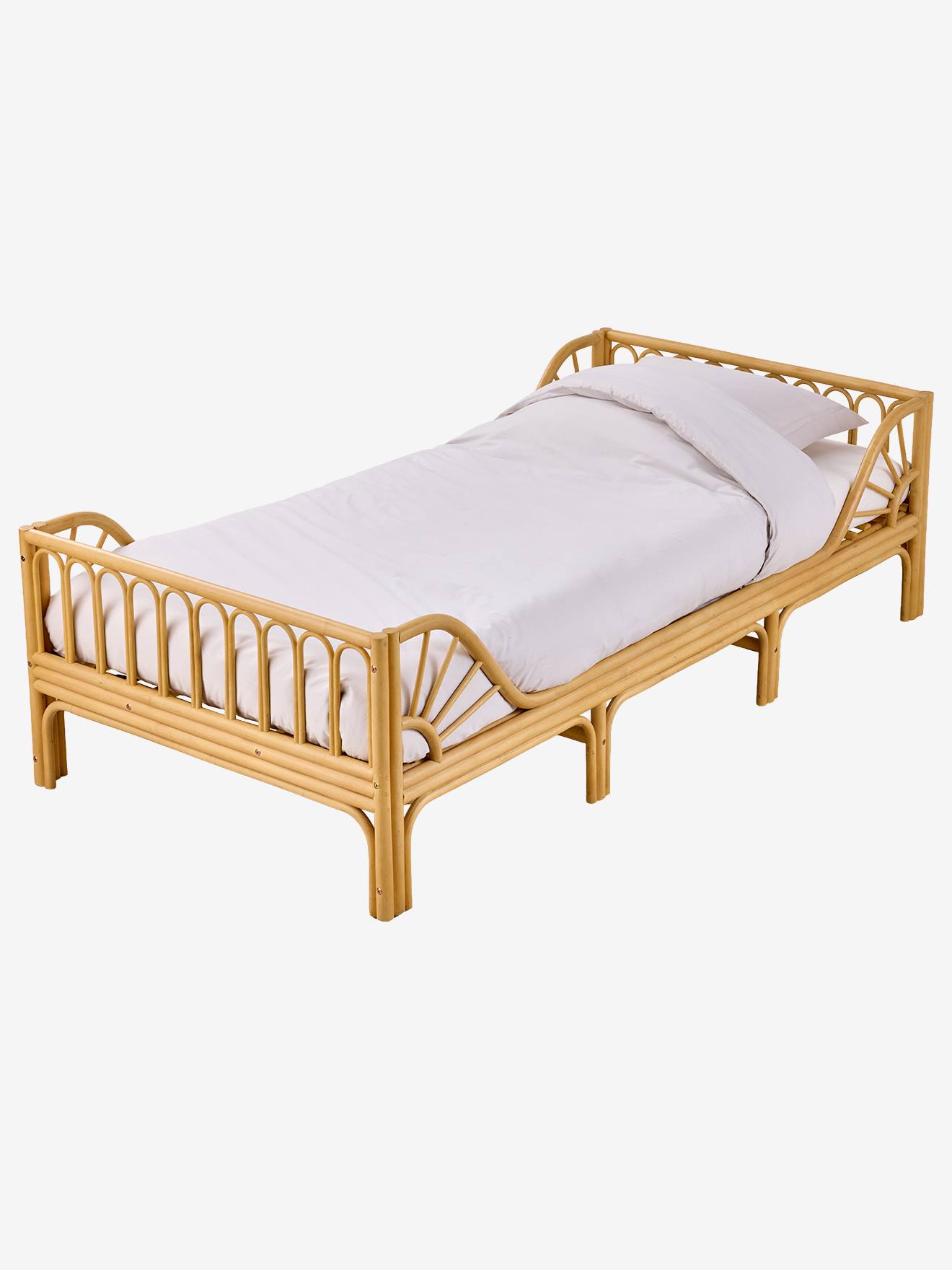 Lit enfant rotin 90x190cm Soleil bois