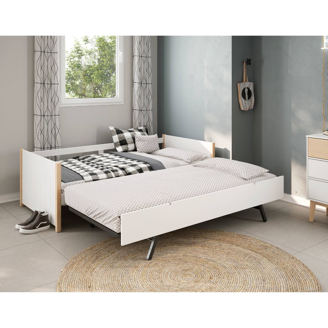 Lit Gigogne 2 Couchages - Gain De Place - Gamme Clémence Blanc