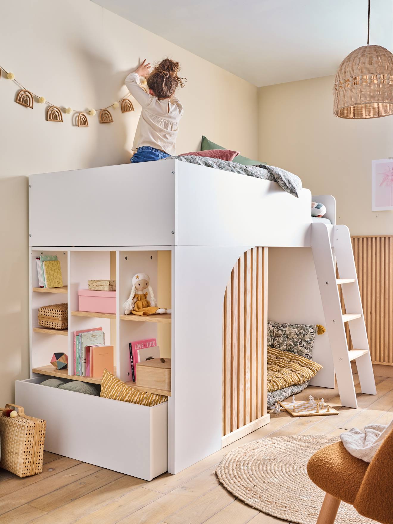 Lit mezzanine enfant avec rangement Playful blanc