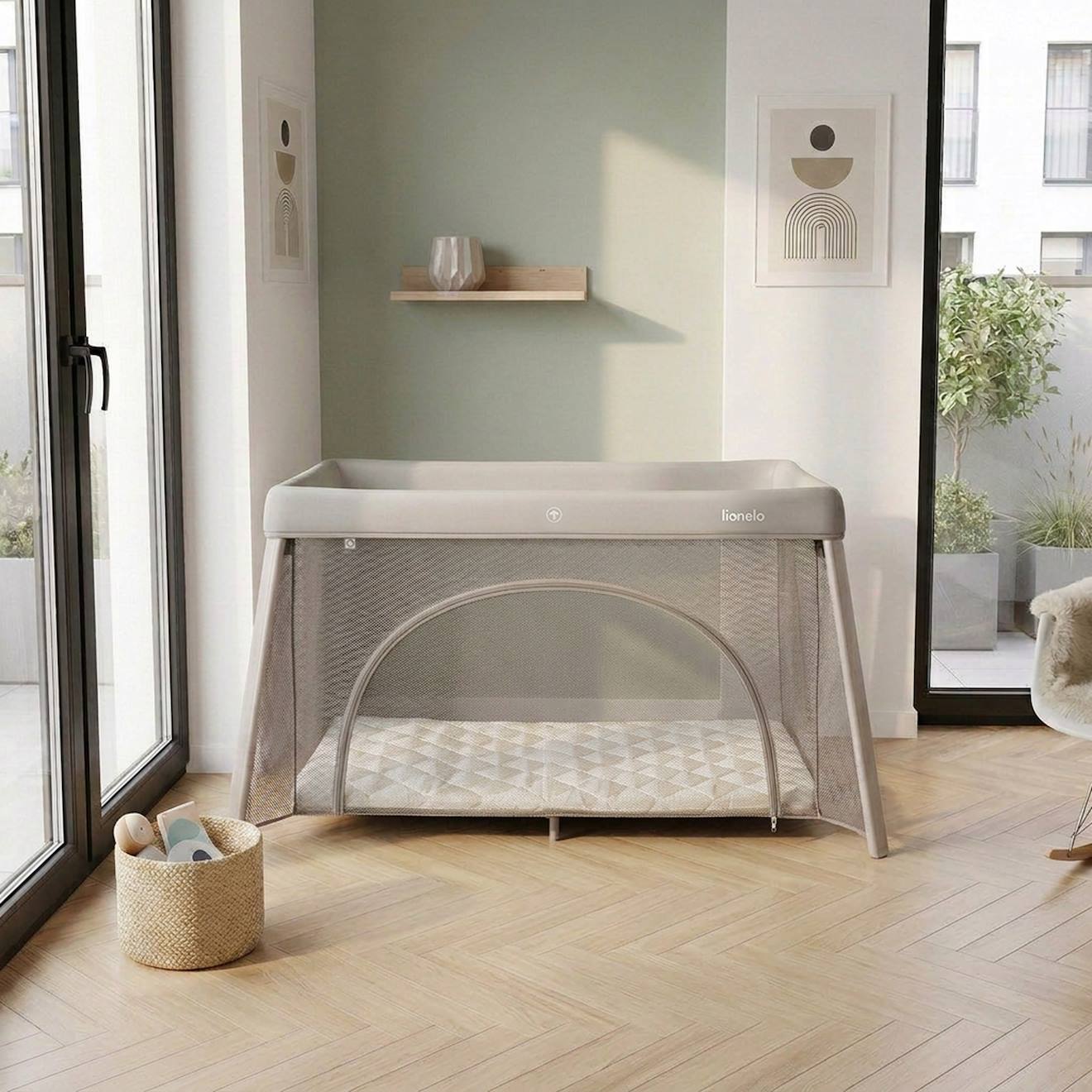 Lit Parapluie 2en1 Mila Ultra-léger Avec Matelas 4 Cm Et Sac Beige Taupe