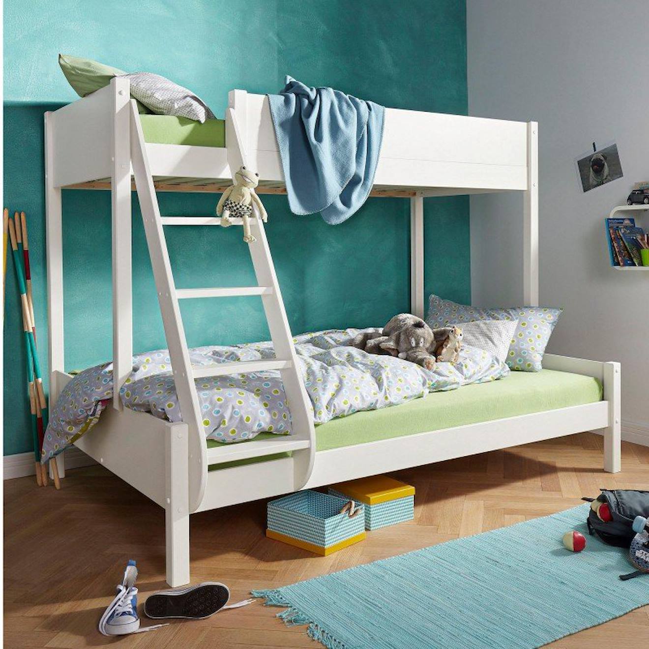 Lit Superposé Et Matelas Pin Massif Leopold Blanc