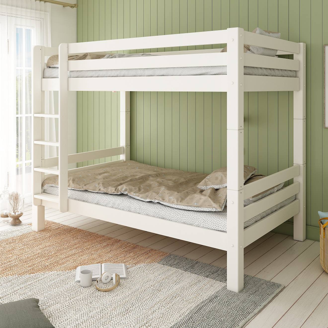 Lit Superposé H175 Séparable Extra-solide En Bois Massif Hercule Blanc