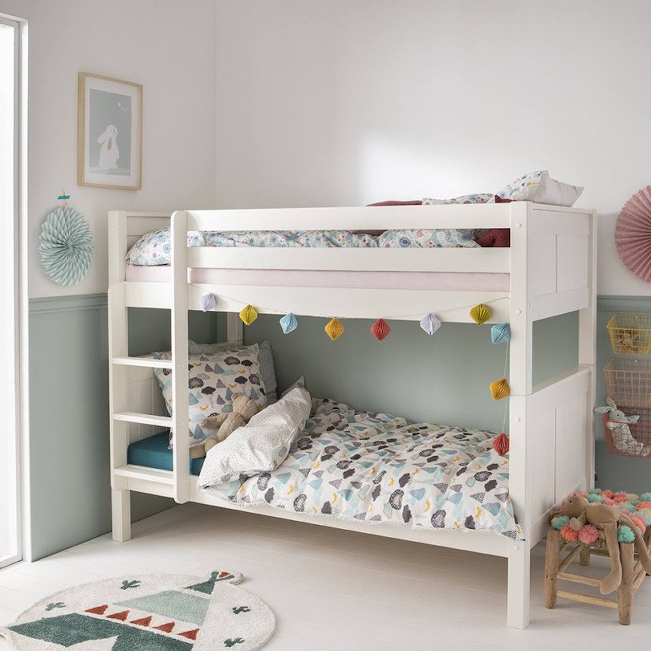 Lit Superposé Séparable Et Matelas Pin Massif Arthur Blanc