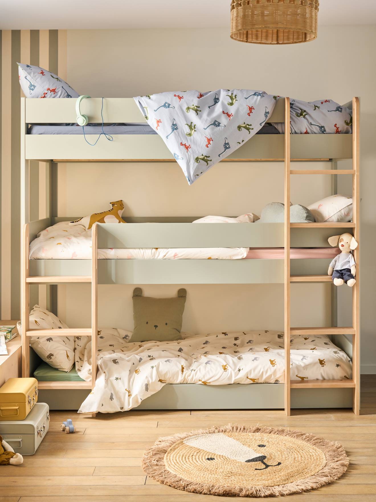 Lit superposé triple Complice 90x200cm vert d'eau