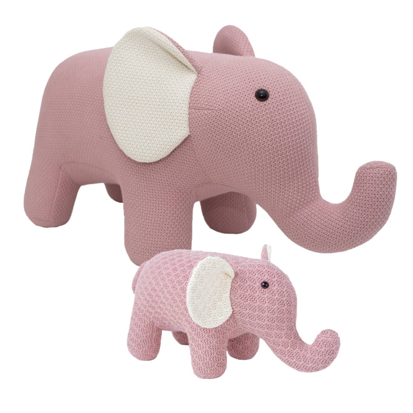 Lot 2 Peluches Éléphants Coton Pink