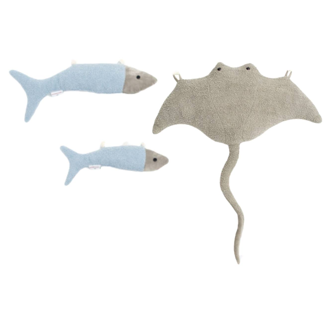 Lot 3 Animaux Océan Raie + Poissons Grey And Light Blue