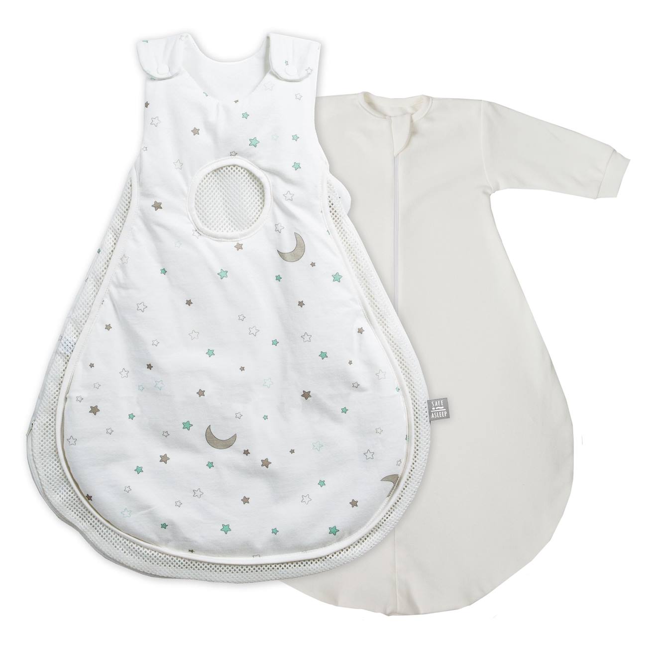 Lot De 2 Gigoteuses Avec Et Sans Manches Safe Asleep® Air Plus Blanc / Motif Étoiles