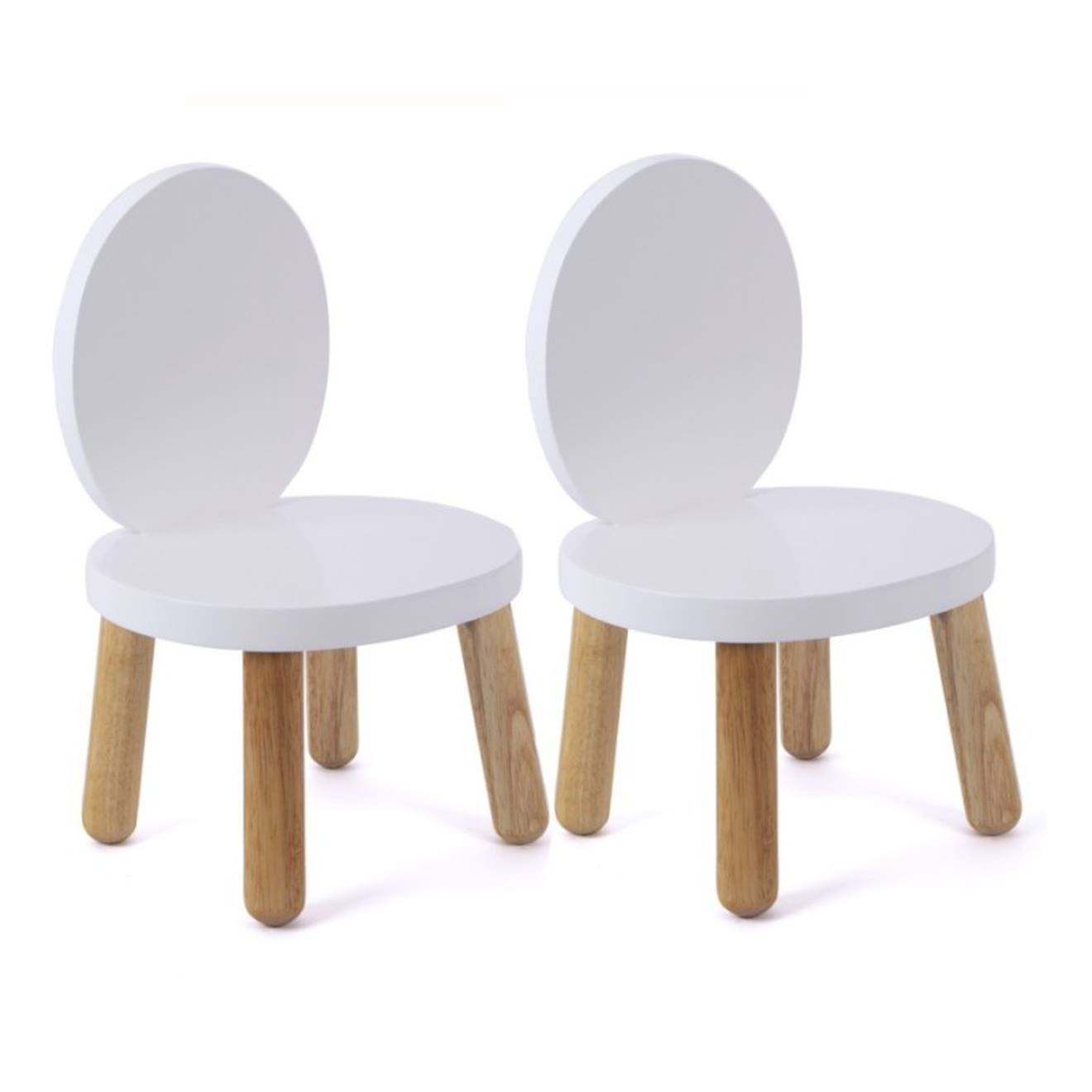 Lot De 2 Ma Première Chaise Enfant Ovaline 1-4 Ans Blanc Et Bois