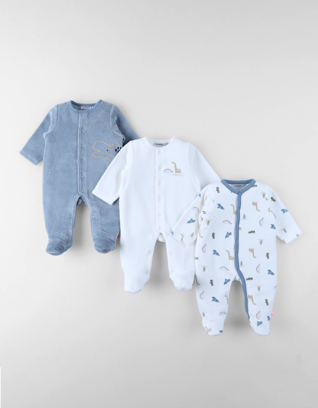 Lot De 3 Dors-bien En Velours Ecru