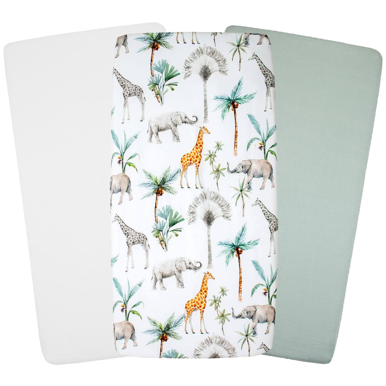 Lot De 3 Draps Housse Berceau En Coton Safari Blanc