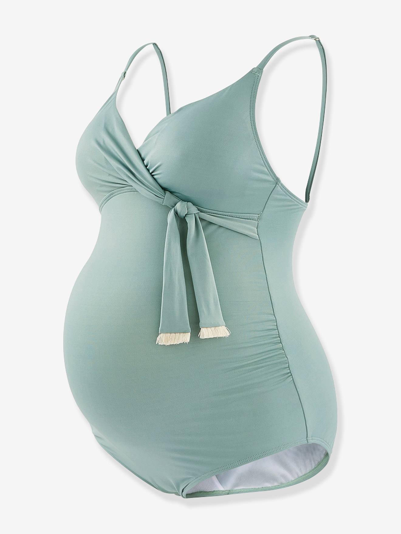 Maillot De Bain De Grossesse Manitoba Cache-coeur En Fibres Recyclées Vert Sauge