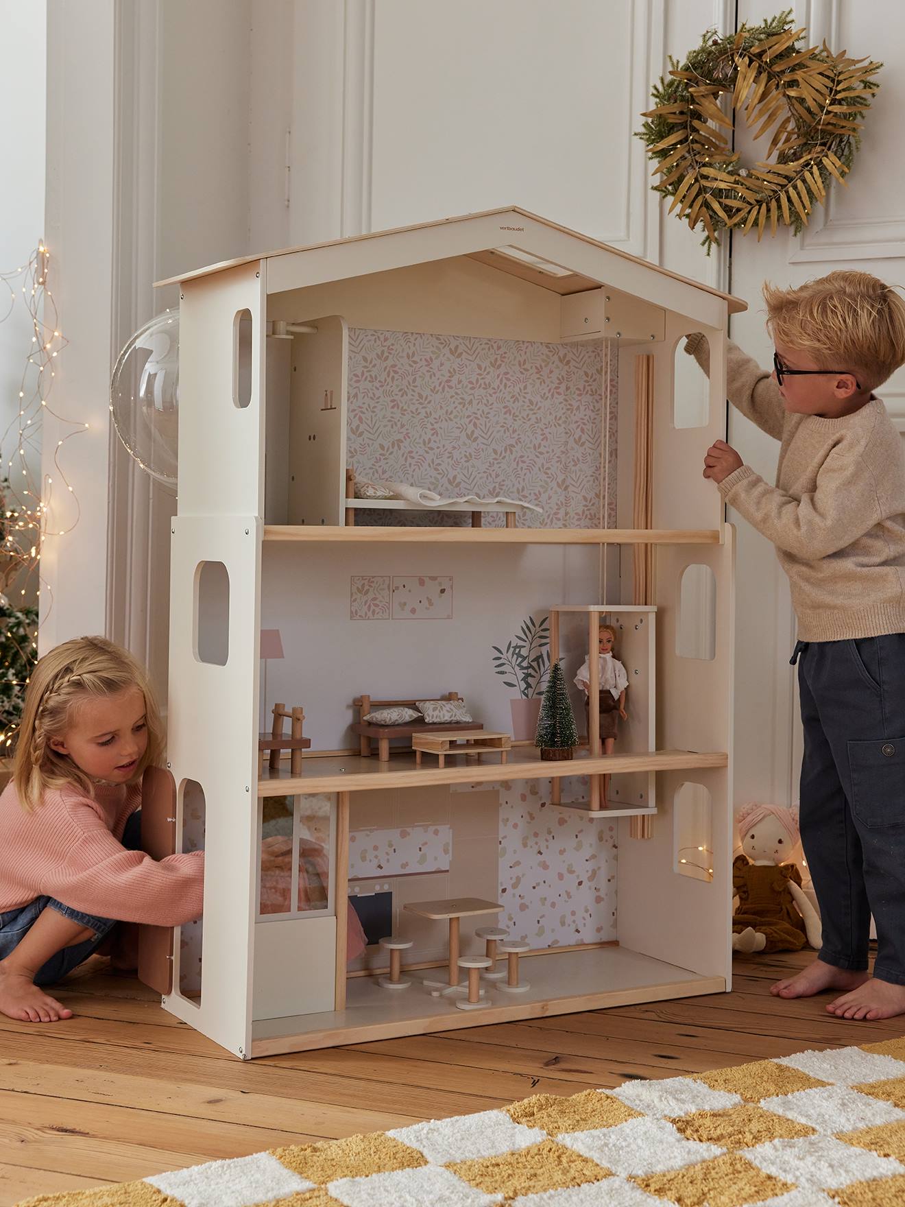 Maison de poupée en bois FSC blanc