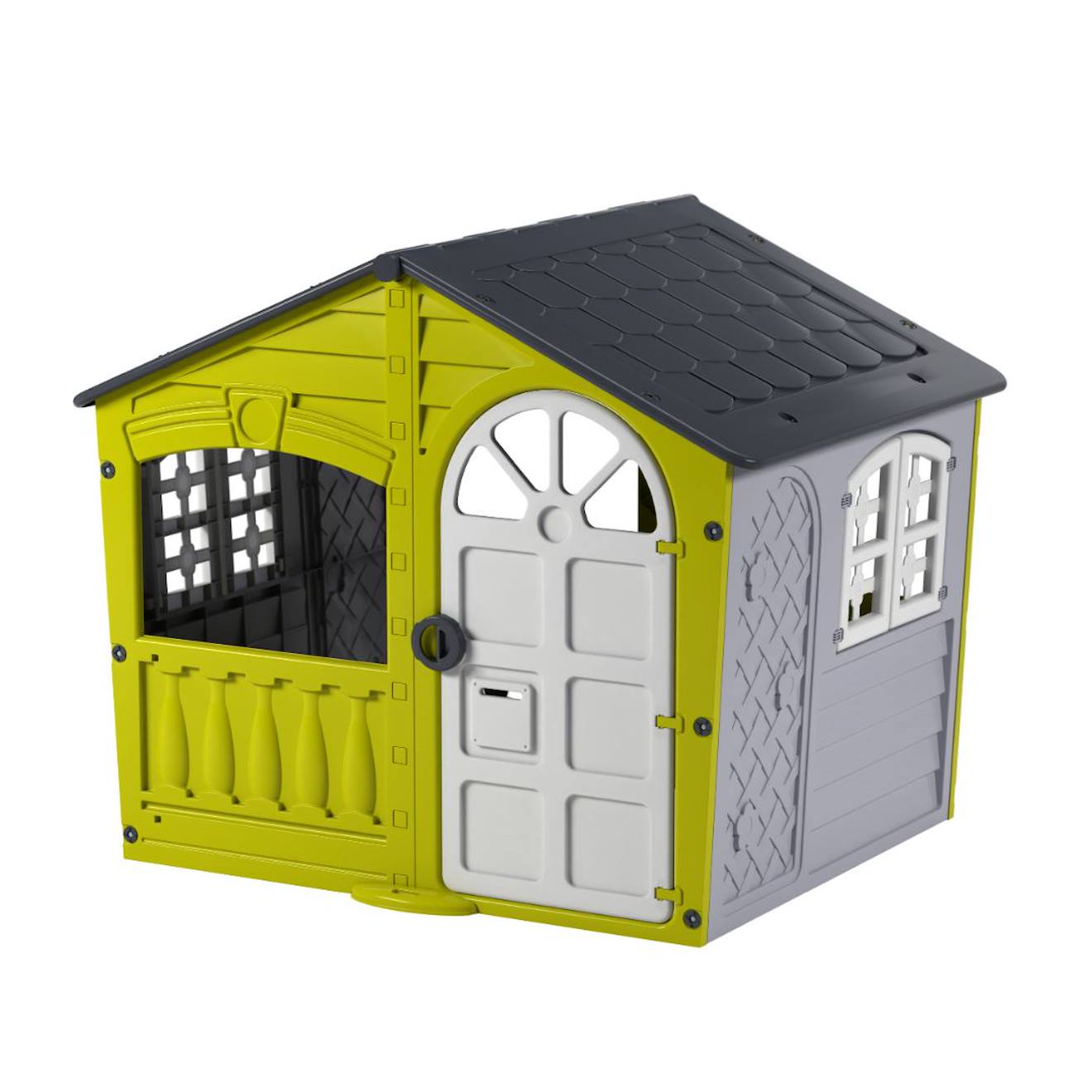 Maisonnette Cabane Storm Plastique Blanc - Gris - Vert Citron