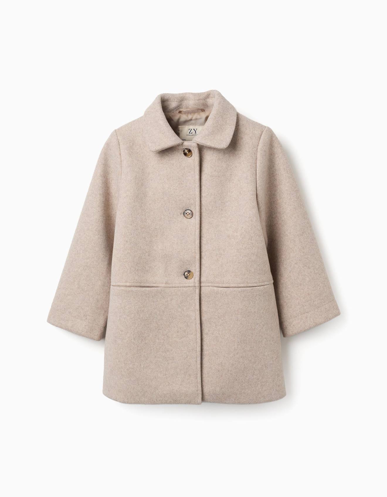 Manteau À Effet Laine Avec Doublure B&s Beige Clair